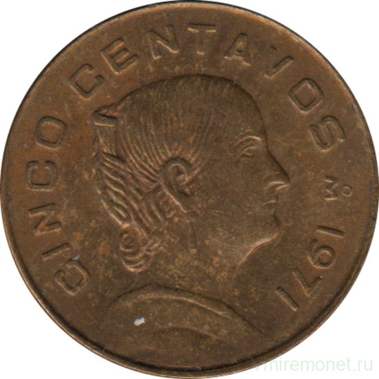 Монета. Мексика. 5 сентаво 1971 год.