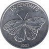 Монета. Конго. 50 сантимов 2002 год. Животные. Бабочка. ав.