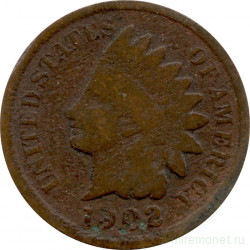 Монета. США. 1 цент 1902 год.