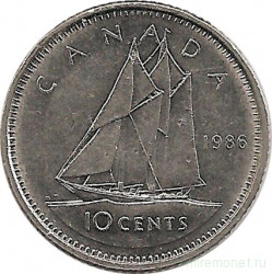Монета. Канада. 10 центов 1986 год.