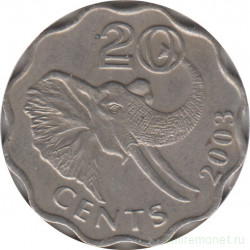 Монета. Свазиленд. 20 центов 2003 год.