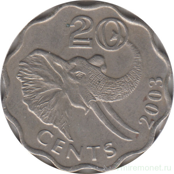 Монета. Свазиленд. 20 центов 2003 год.