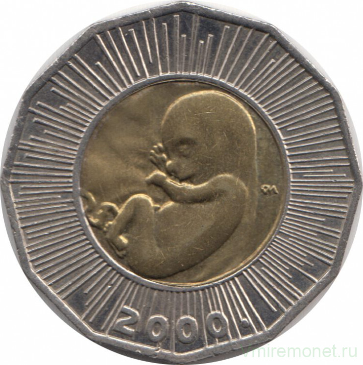 Монета. Хорватия. 25 кун 2000 год. Новое тысячелетие.