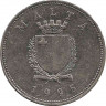 Аверс. Монета. Мальта. 1 лира 1991 год.