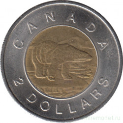 Монета. Канада. 2 доллара 2006 год. Дата снизу.