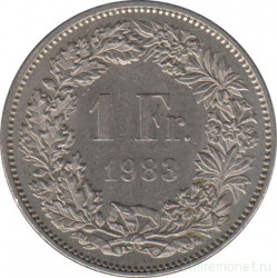 Монета. Швейцария. 1 франк 1983 год.