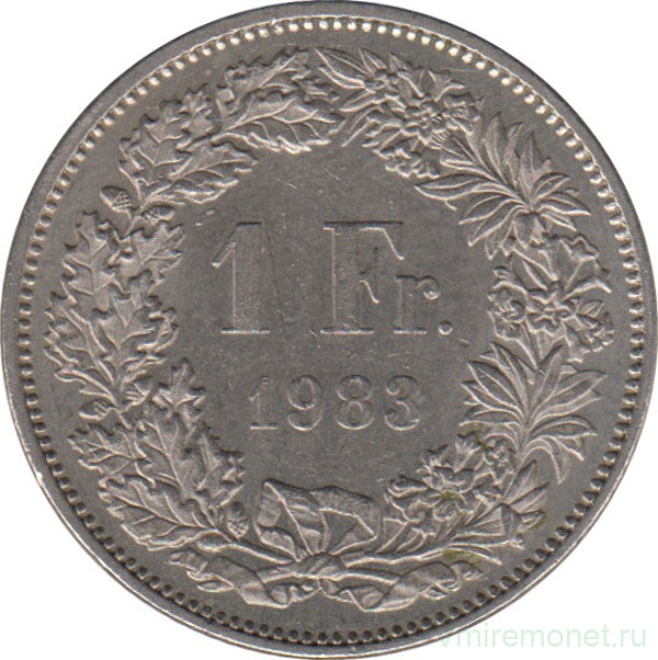 Монета. Швейцария. 1 франк 1983 год.