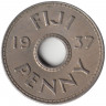Монета. Фиджи. 1 пенни 1937 год.