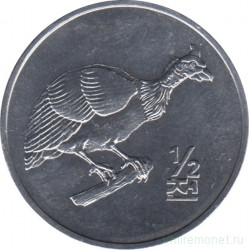 Монета. Северная Корея. 1/2 чона 2002 год. Мир животных. Цесарка.