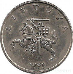 Монета. Литва. 1 лит 1998 год.