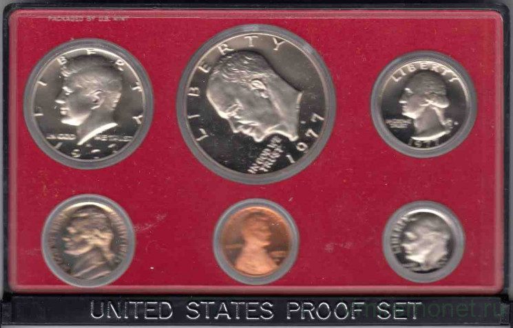 Монета. США. Годовой набор 1977 год. Монетный двор S. 