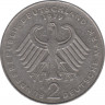 Монета. ФРГ. 2 марки 1979 год. Теодор Хойс. Монетный двор - Гамбург (J). рев.