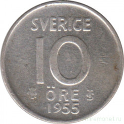 Монета. Швеция. 10 эре 1955 год.