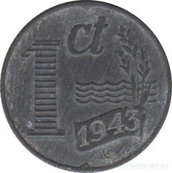 Монета. Нидерланды. 1 цент 1943 год.