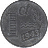 Монета. Нидерланды. 1 цент 1943 год. ав.