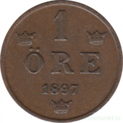 Монета. Швеция. 1 эре 1897 год.