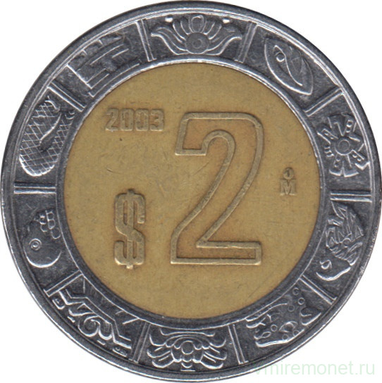 Монета. Мексика. 2 песо 2003 год.