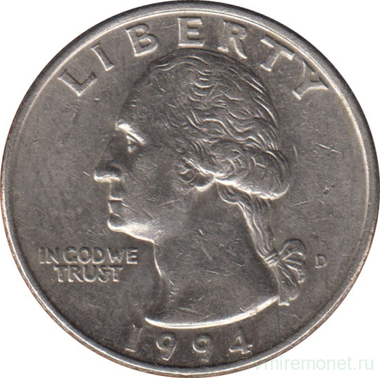 Монета. США. 25 центов 1994 год. Монетный двор D.