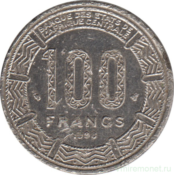 Монета. Центральноафриканский экономический и валютный союз (ВЕАС). 100 франков 1998 год.