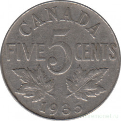 Монета. Канада. 5 центов 1935 год.