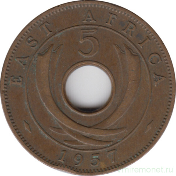Монета. Британская Восточная Африка. 5 центов 1957 год. (H)