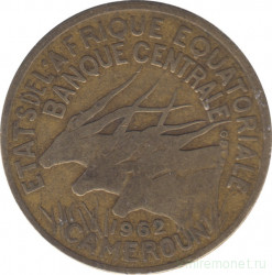 Монета. Экваториальная Африка (КФА). Камерун. 25 франков 1962 год.