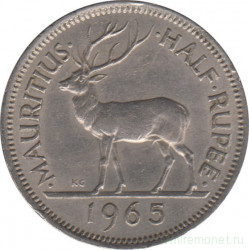 Монета. Маврикий. 1/2 рупии 1965 год.
