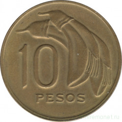 Монета. Уругвай. 10 песо 1969 год.