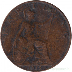 Монета. Великобритания. 1 фартинг 1915 год.