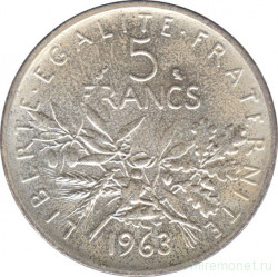 Монета. Франция. 5 франков 1963 год.
