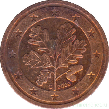 Монета. Германия. 2 цента 2009 год. (G).