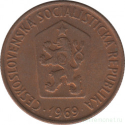 Монета. Чехословакия. 50 геллеров 1969 год.