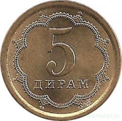 Монета. Таджикистан. 5 дирамов 2006 год. Магнитная.