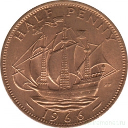 Монета. Великобритания. 1/2 пенни 1966 год.
