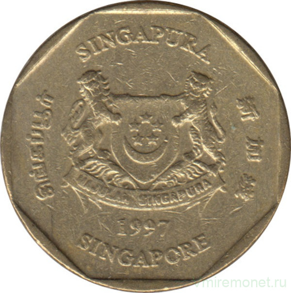 Монета. Сингапур. 1 доллар 1997 год.