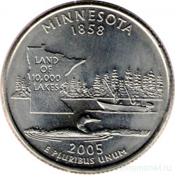 Монета. США. 25 центов 2005 год. Штат № 32 Миннесота. Монетный двор P.