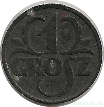 Монета. Польша. 1 грош 1939 год. Оккупация.