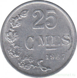 Монета. Люксембург. 25 сантимов 1967 год.