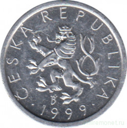 Монета. Чехия. 10 геллеров 1999 год.