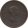 Монета. Великобритания. 1/2 пенни 1806 год. ав.