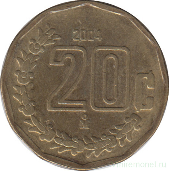 Монета. Мексика. 20 сентаво 2004 год.
