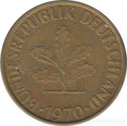 Монета. ФРГ. 10 пфеннигов 1970 год. Монетный двор - Гамбург (J).