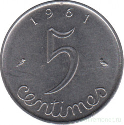 Монета. Франция. 5 сантимов 1961 год.
