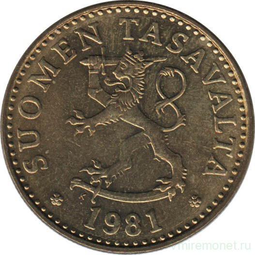 Монета. Финляндия. 20 пенни 1981 год.