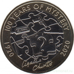 Монета. Великобритания. 2 фунта 2020 год. 100 лет первой книге Агаты Кристи. В буклете.