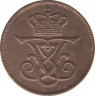 Монета. Дания. 2 эре 1907 год. рев.