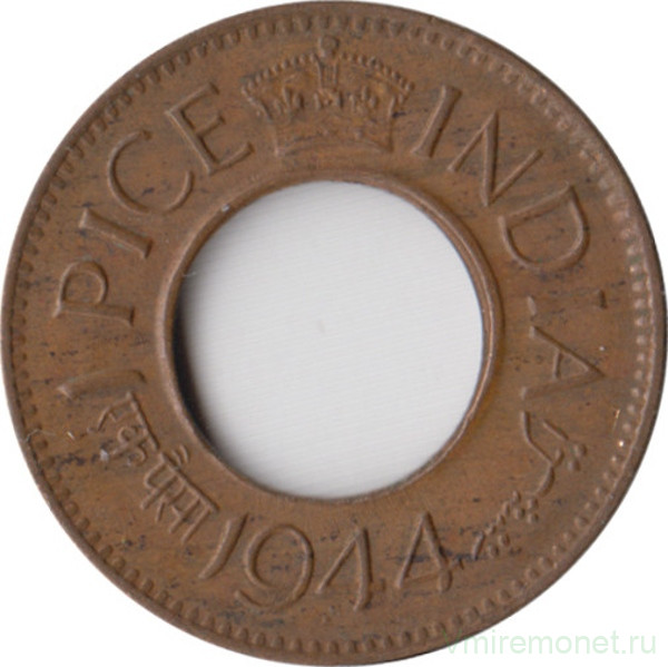 Монета. Британская Индия. 1 пайс 1944 год.