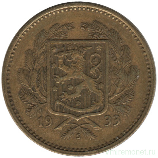 Монета. Финляндия. 5 марок 1933 год.