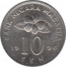 Монета. Малайзия. 10 сен 1996 год. ав.