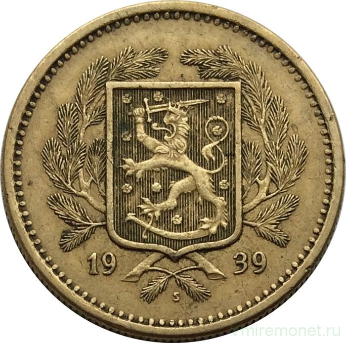 Монета. Финляндия. 20 марок 1939 год.